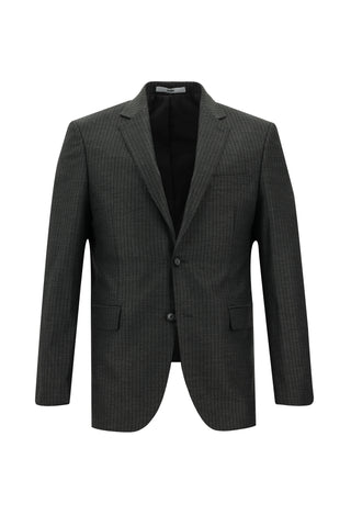  Koyu Füme Slim Fit Dar Kesim Klasik Çizgili Takım Elbise