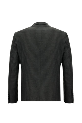  Koyu Füme Slim Fit Dar Kesim Klasik Çizgili Takım Elbise