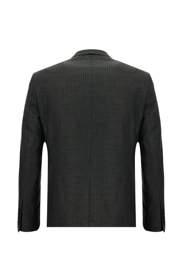  Koyu Füme Slim Fit Dar Kesim Klasik Çizgili Takım Elbise