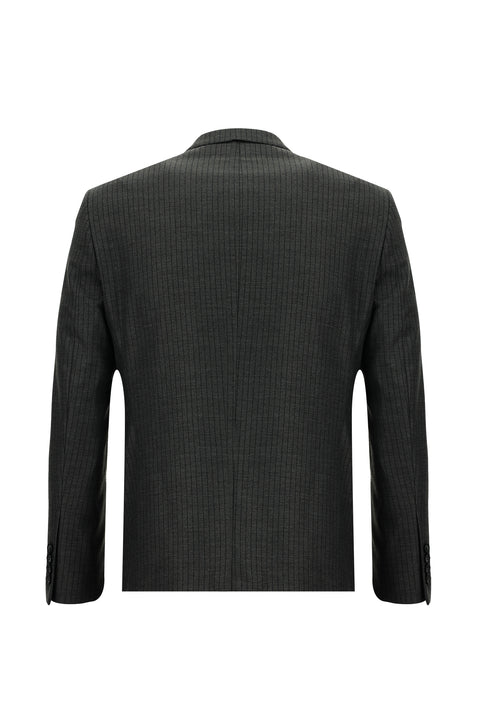 Koyu Füme 7 Drop Slim Fit Dar Kesim Çizgili Takım Elbise