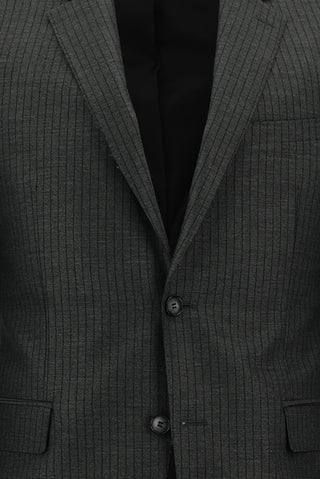  Koyu Füme Slim Fit Dar Kesim Klasik Çizgili Takım Elbise