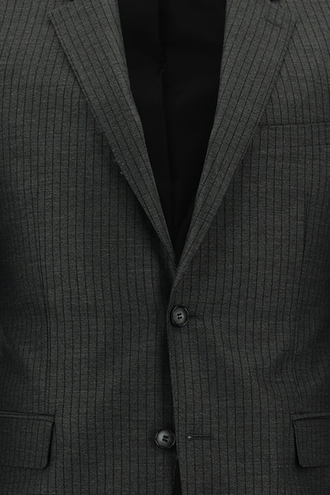 Koyu Füme 7 Drop Slim Fit Dar Kesim Çizgili Takım Elbise