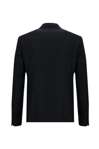  Koyu Lacivert Slim Fit Dar Kesim Klasik Çizgili Takım Elbise