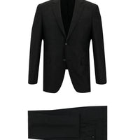 Koyu Antrasit Slim Fit Dar Kesim Klasik Çizgili Takım Elbise