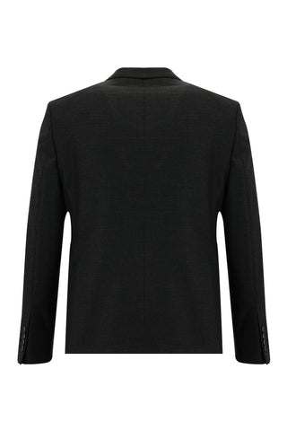  Koyu Antrasit Slim Fit Dar Kesim Klasik Çizgili Takım Elbise