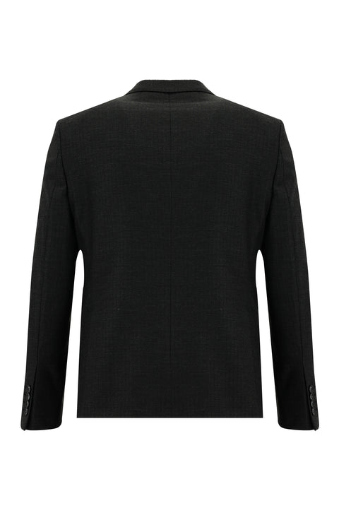 Koyu Antrasit 7 Drop Slim Fit Dar Kesim Çizgili Takım Elbise