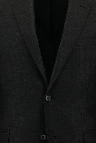  Koyu Antrasit Slim Fit Dar Kesim Klasik Çizgili Takım Elbise