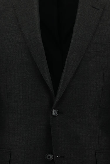  Koyu Antrasit Slim Fit Dar Kesim Klasik Çizgili Takım Elbise