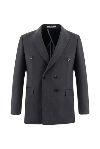  Koyu Füme 7 Drop Slim Fit Dar Kesim Kruvaze Çizgili Tak?m Elbise-Ki??l?