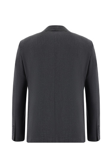 Koyu Füme Slim Fit Dar Kesim Kruvaze Çizgili Takım Elbise