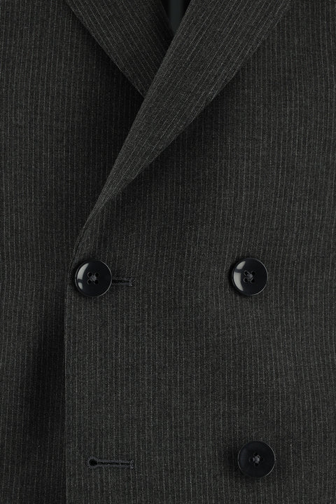 Koyu Füme 6 Drop Regular Fit Standart Kesim Kruvaze Çizgili Takım Elbise