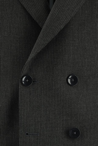  Koyu Füme 7 Drop Slim Fit Dar Kesim Kruvaze Çizgili Tak?m Elbise-Ki??l?