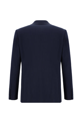  Koyu Lacivert 6 Drop Regular Fit Standart Kesim Çizgili Takım Elbise