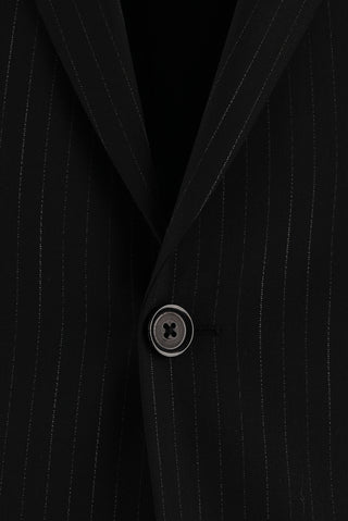  Siyah 7 Drop Slim Fit Dar Kesim Çizgili Takım Elbise