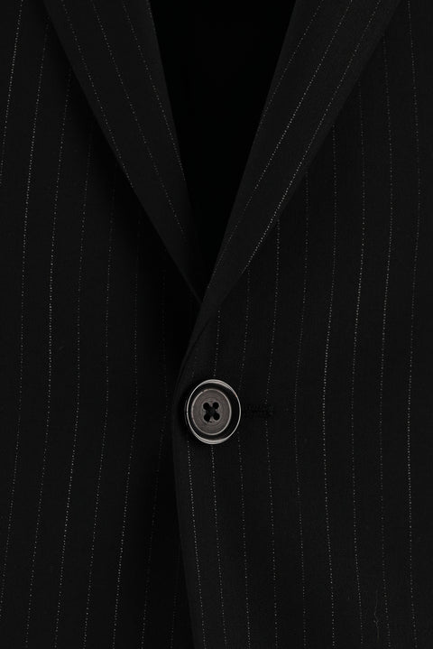 Siyah 7 Drop Slim Fit Dar Kesim Çizgili Takım Elbise