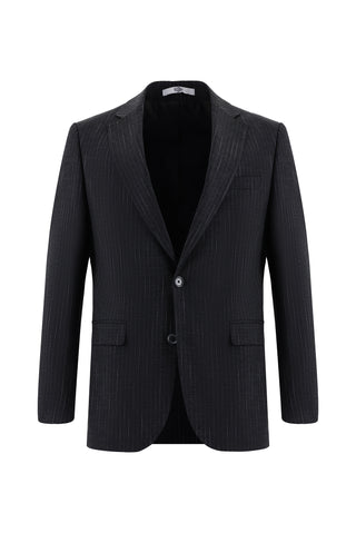  Koyu Füme 7 Drop Slim Fit Dar Kesim Çizgili Takım Elbise