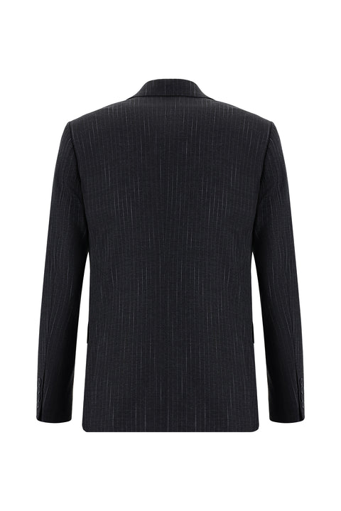 Koyu Füme 7 Drop Slim Fit Dar Kesim Çizgili Takım Elbise