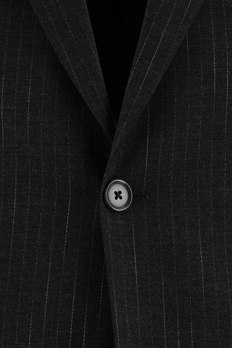 Koyu Füme 7 Drop Slim Fit Dar Kesim Çizgili Takım Elbise