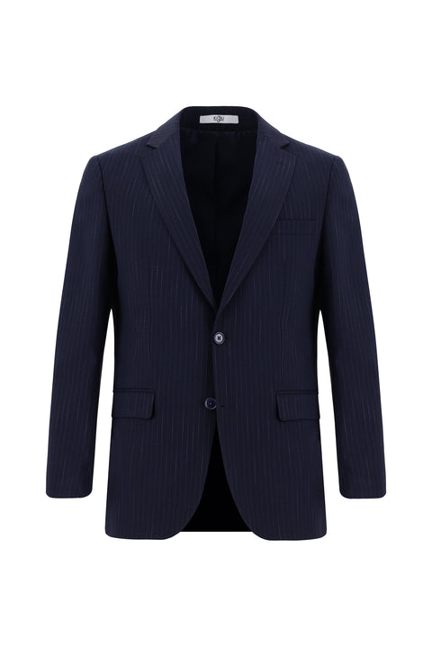 Koyu Lacivert 6 Drop Regular Fit Standart Kesim Çizgili Takım Elbise