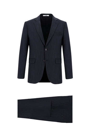 Koyu Antrasit Regular Fit Klasik Çizgili Takım Elbise