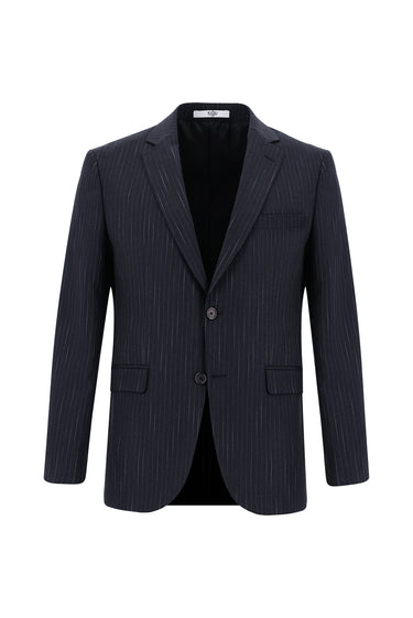 Koyu Antrasit Slim Fit Dar Kesim Klasik Çizgili Takım Elbise