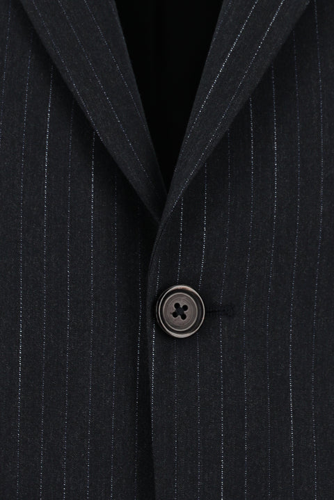 Koyu Antrasit 7 Drop Slim Fit Dar Kesim Çizgili Takım Elbise