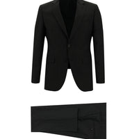 Siyah Slim Fit Dar Kesim Klasik Çizgili Takım Elbise