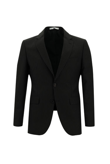 Siyah Slim Fit Dar Kesim Klasik Çizgili Takım Elbise