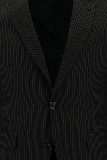 Siyah Slim Fit Dar Kesim Klasik Çizgili Takım Elbise