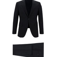 Koyu Lacivert Slim Fit Dar Kesim Klasik Çizgili Takım Elbise