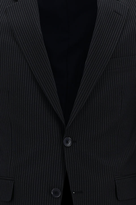 Koyu Lacivert 7 Drop Slim Fit Dar Kesim Çizgili Takım Elbise