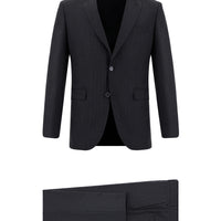 Orta Antrasit Slim Fit Dar Kesim Klasik Çizgili Takım Elbise