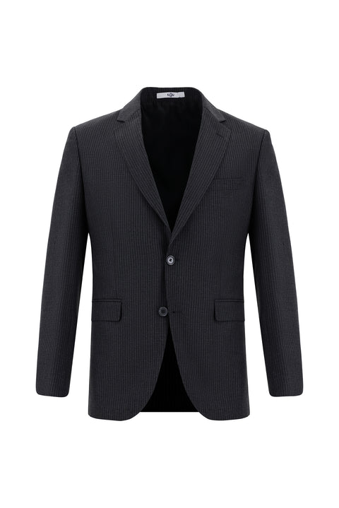 Orta Antrasit 7 Drop Slim Fit Dar Kesim Çizgili Takım Elbise
