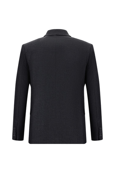  Orta Antrasit Slim Fit Dar Kesim Klasik Çizgili Takım Elbise
