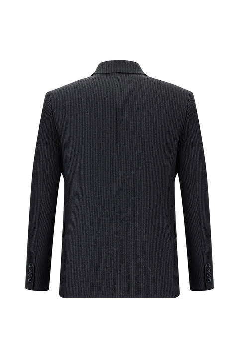 Orta Antrasit 7 Drop Slim Fit Dar Kesim Çizgili Takım Elbise