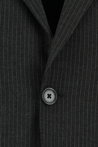  Orta Antrasit Slim Fit Dar Kesim Klasik Çizgili Takım Elbise