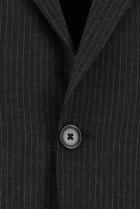 Orta Antrasit 7 Drop Slim Fit Dar Kesim Çizgili Takım Elbise