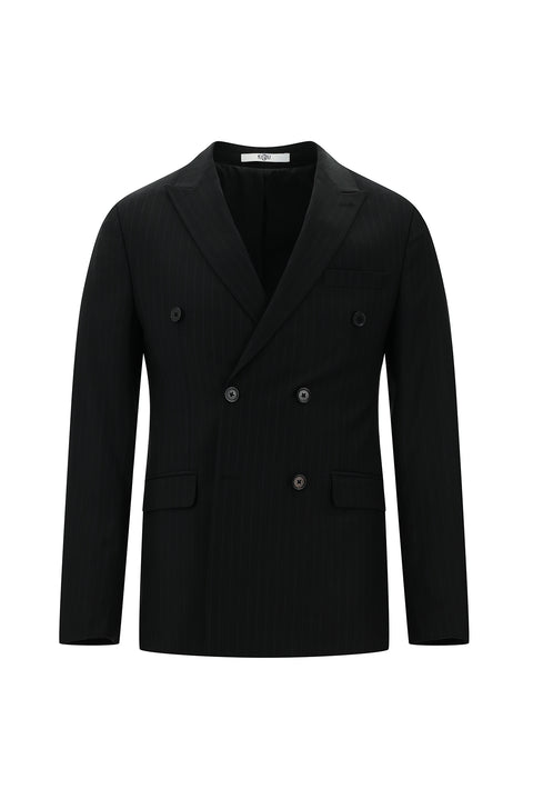 Dark Anthracite 7 Drop Super Slim Fit Extra Narrow Cut Double-Breasted Striped Suit
