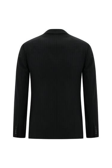  Koyu Antrasit Super Slim Fit Ekstra Dar Kesim Fit Kruvaze Çizgili Takım Elbise