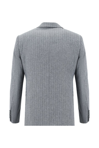  Orta Füme 6 Drop Regular Fit Standart Kesim Kruvaze Çizgili Takım Elbise