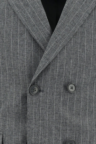 Orta Füme Regular Fit Kruvaze Çizgili Takım Elbise