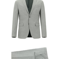 Orta Gri Super Slim Fit Ekstra Dar Kesim Fit Klasik Çizgili Takım Elbise