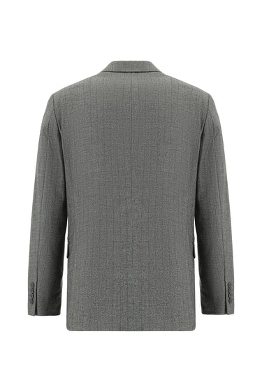  Açık Füme Regular Fit Çizgili Kruvaze Takım Elbise