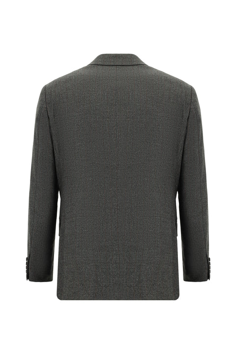 Orta Antrasit 6 Drop Regular Fit Standart Kesim Çizgili Kruvaze Takım Elbise