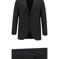 Siyah Regular Fit Klasik Çizgili Takım Elbise