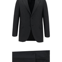 Black 6-Drop Regular Fit Standard Cut Striped Suit
