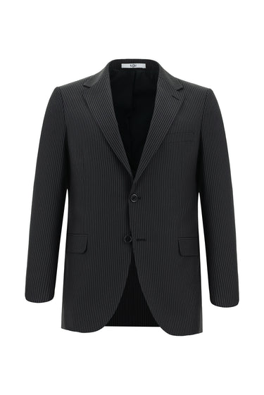 Siyah Super Slim Fit Ekstra Dar Kesim Klasik Çizgili Takım Elbise