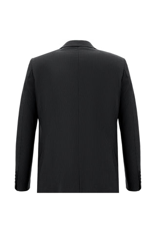  Siyah Regular Fit Klasik Çizgili Takım Elbise