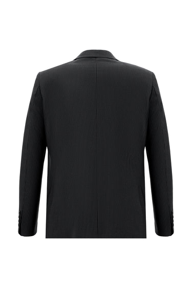  Siyah Regular Fit Klasik Çizgili Takım Elbise