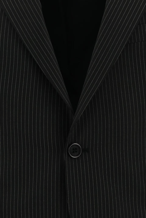 Siyah 7 Drop Super Slim Fit Eksra Dar Kesim Çizgili Takım Elbise